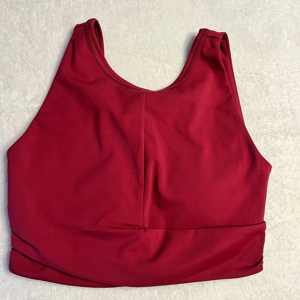 Zuda Supportive Sports Bra Strappy Crossback Burgundy Red Women’s XS